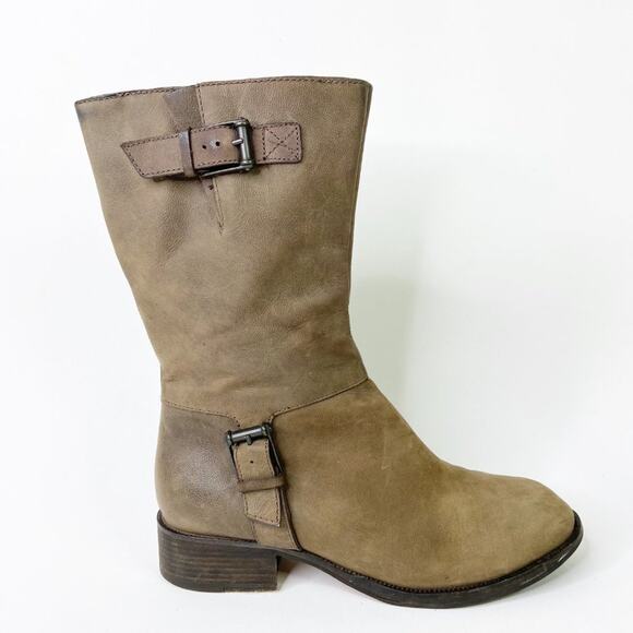 Cole Haan Air Leora Mid Calf Leather Buckle Boots 9.5 - Picture 1 of 8